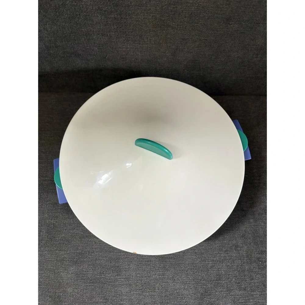 Tupperware Vintage 3-Piece Microwave Steamer Purple, White, And Teal Colors.